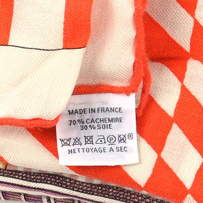 Hermes Cashmere Silk Grand Theatre Nouveau Shawl 140 Vieux Rose Corail Vermillon 3 of 5