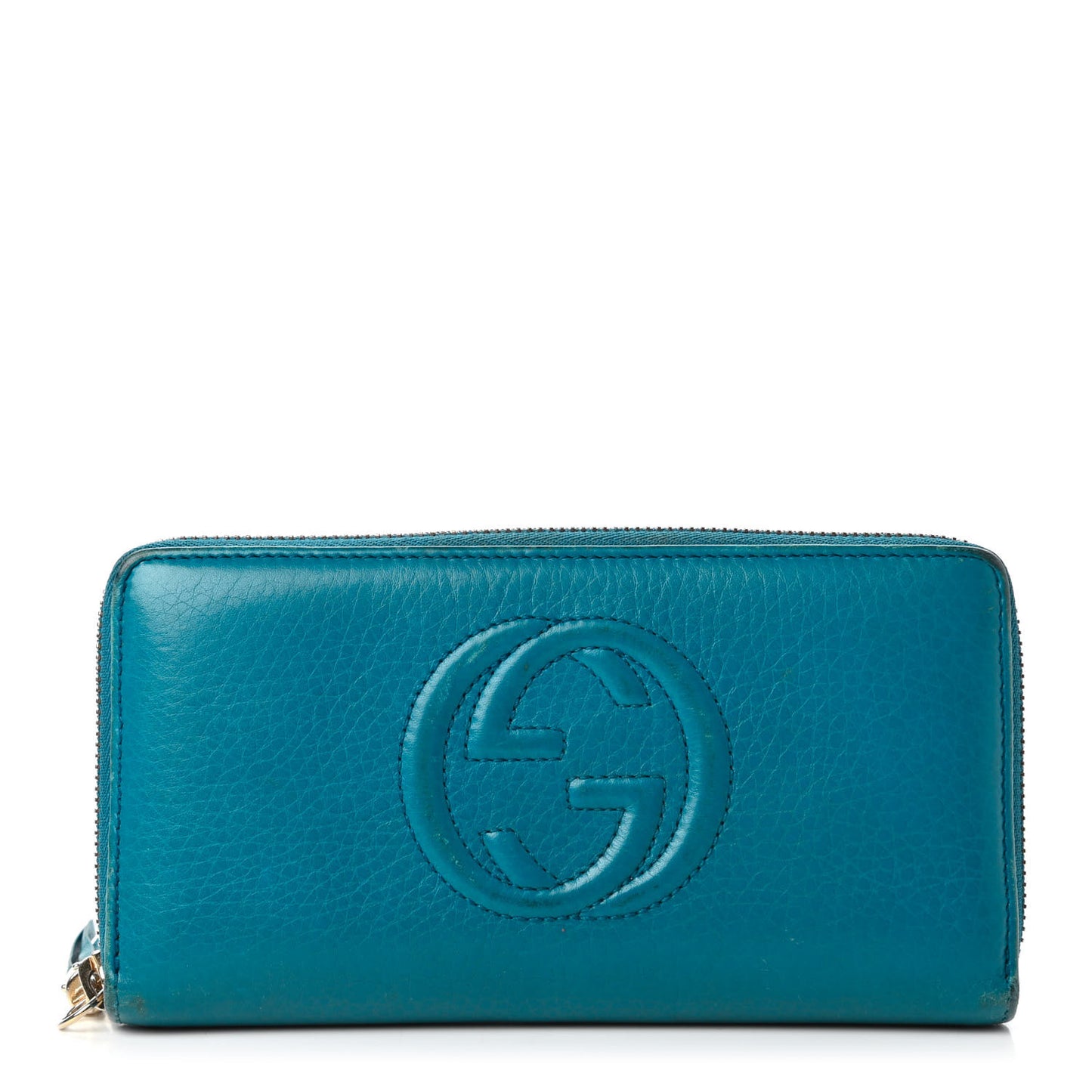 Pebbled Calfskin Soho Zip Around Wallet Deep Cobalt