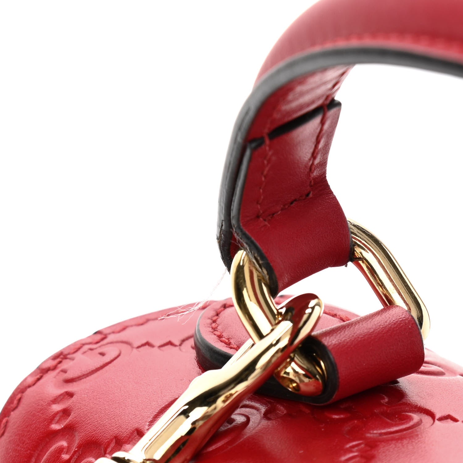 Gucci Guccissima Signature Small Padlock Top Handle Bag Hibiscus Red 12 of 13