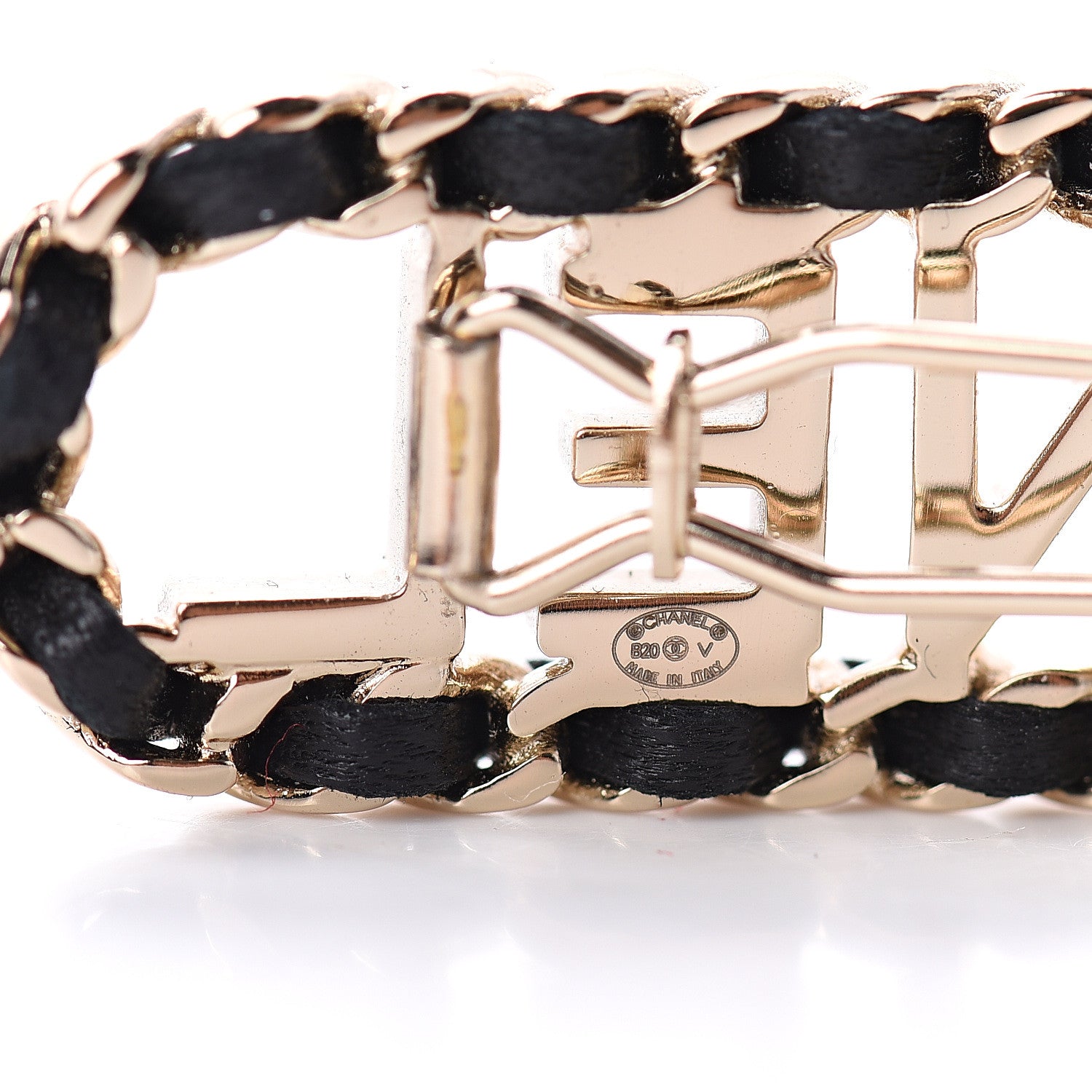 Chanel Metal Lambskin Vintage Allure Logo Hair Clip Black Gold 3 of 3