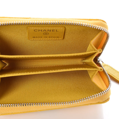 Chanel Caviar Chevron Quilted Zip Coin Purse Yellow 4 of 7