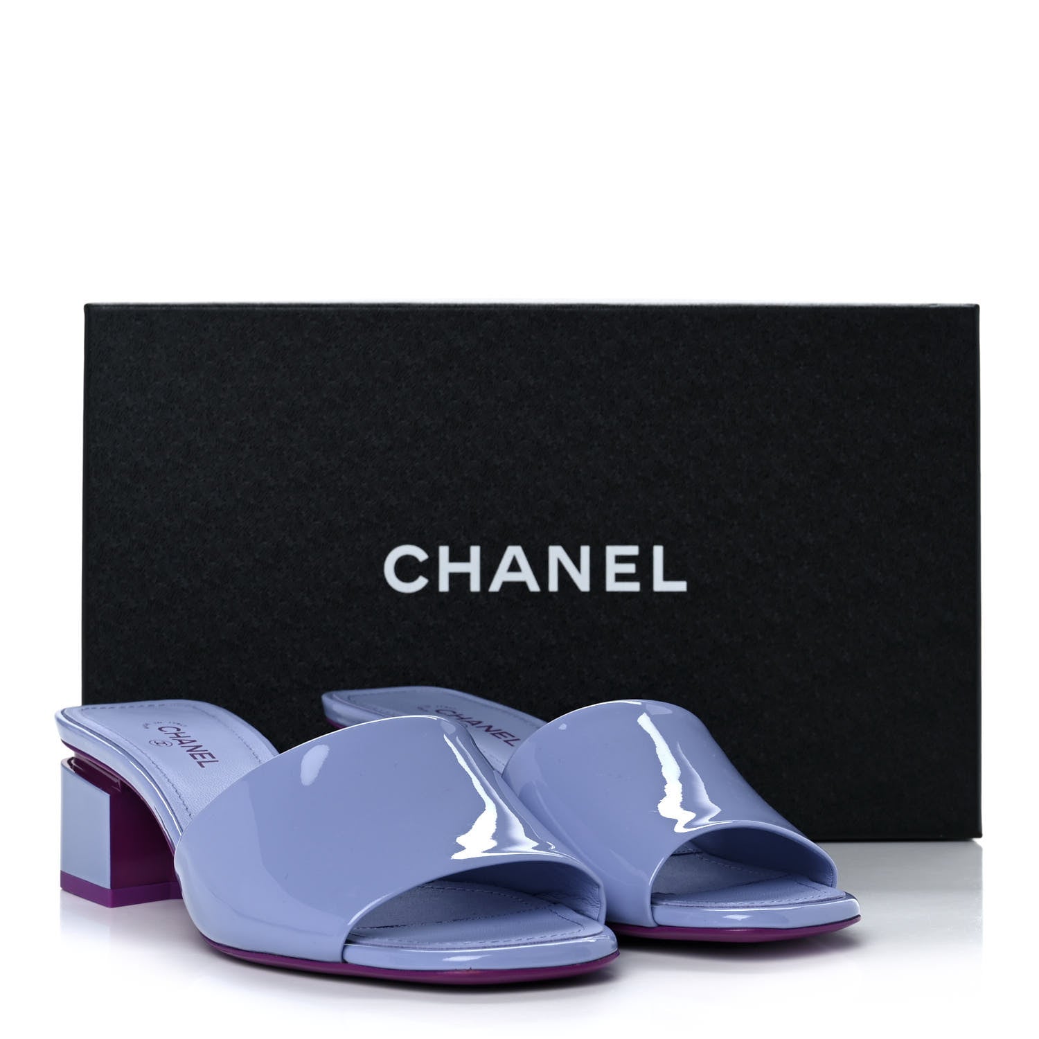 Chanel Patent Calfskin CC Mules 36 Light Purple Dark Purple 10 of 10