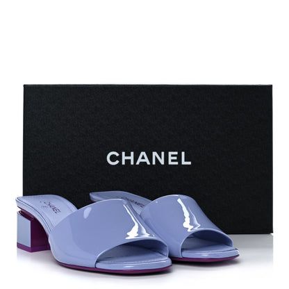 Chanel Patent Calfskin CC Mules 36 Light Purple Dark Purple 10 of 10