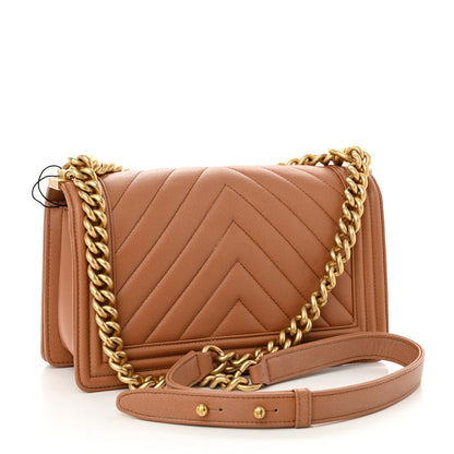 Chanel Caviar Chevron Quilted Medium Boy Flap Brown 3 of 11