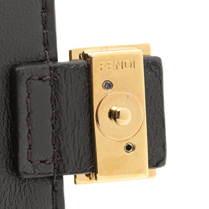 Fendi Glazed Fabric FF 1974 Nano Baguette Charm Mogano Panna 9 of 10