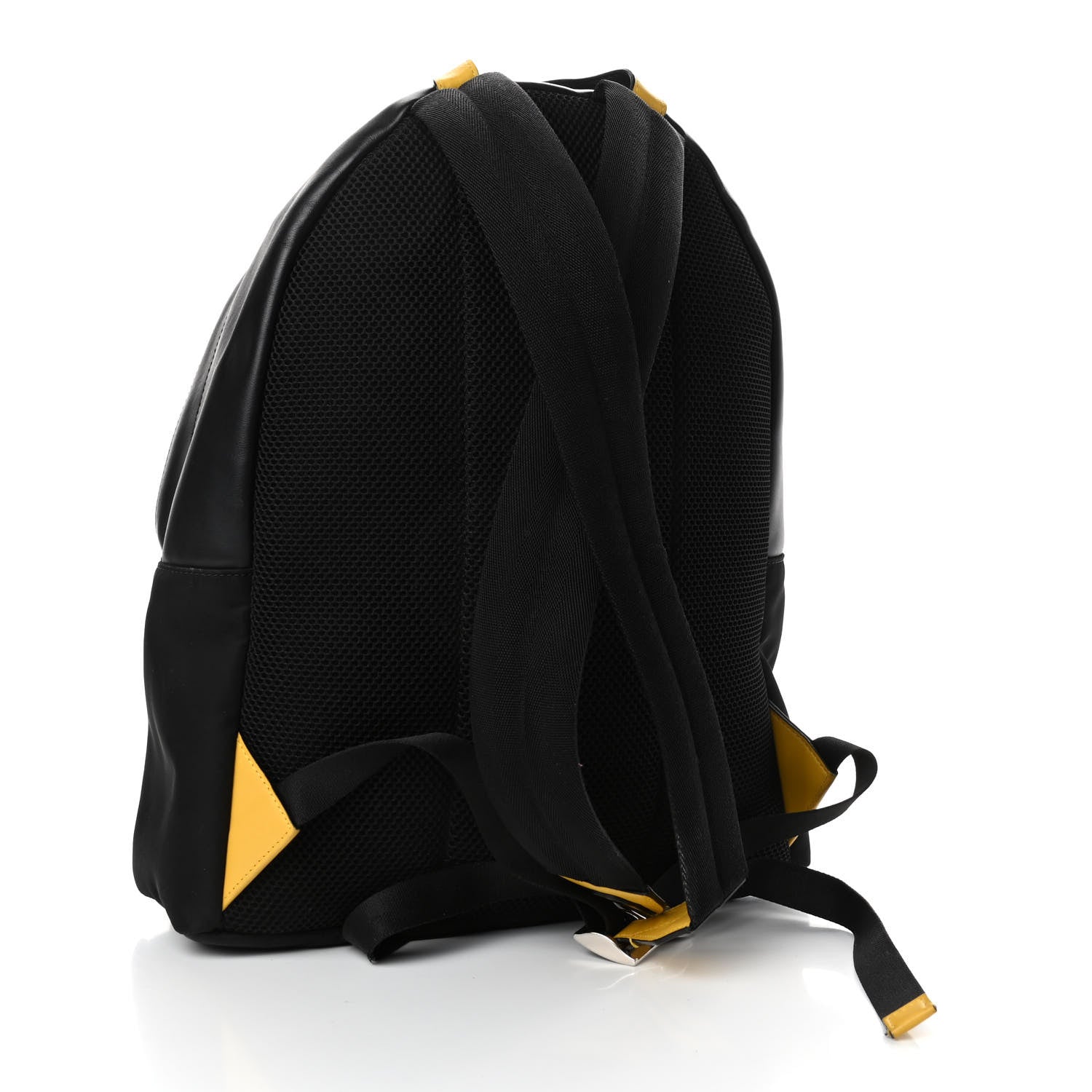 Fendi Nylon Vitello Grace Cruise Corner Bugs Pouch Pocket Backpack Black Sunflower 2 of 4