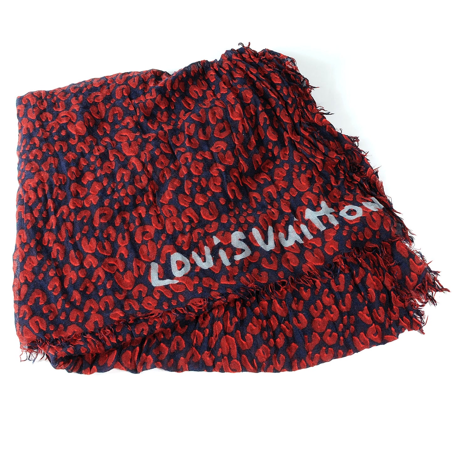 Cashmere Silk Sprouse Leopard Stole Scarf Marine