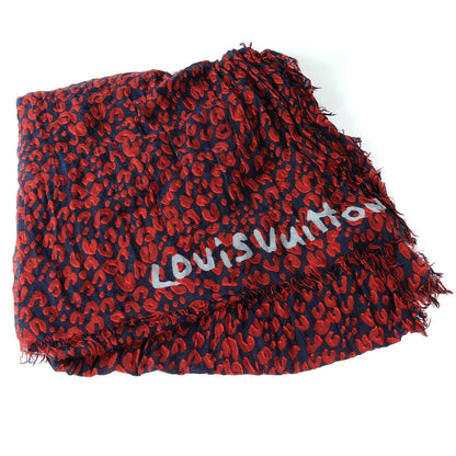 Louis Vuitton Cashmere Silk Sprouse Leopard Stole Scarf Marine 2 of 7