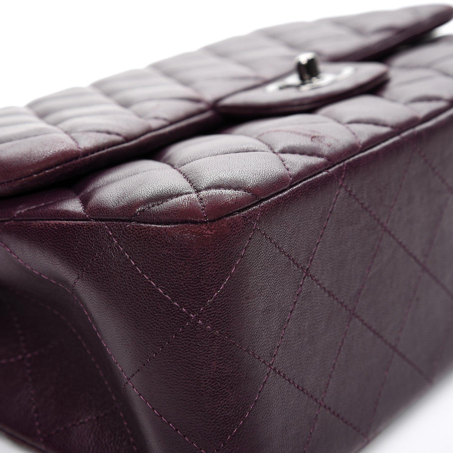 Chanel Lambskin Quilted Jumbo Double Flap Dark Purple 9 of 15