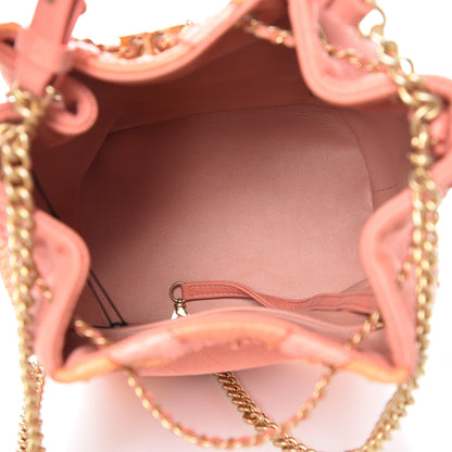 Chanel Iridescent Calfskin Python Patchwork Chevron Drawstring Bag Coral 6 of 8