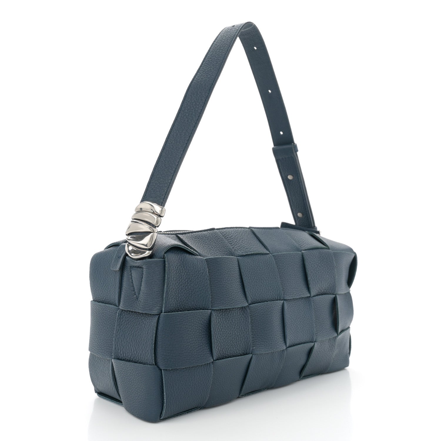 Bottega Veneta Grained Calfskin Maxi Intrecciato Brick Cassette Bag Deep Blue 3 of 11