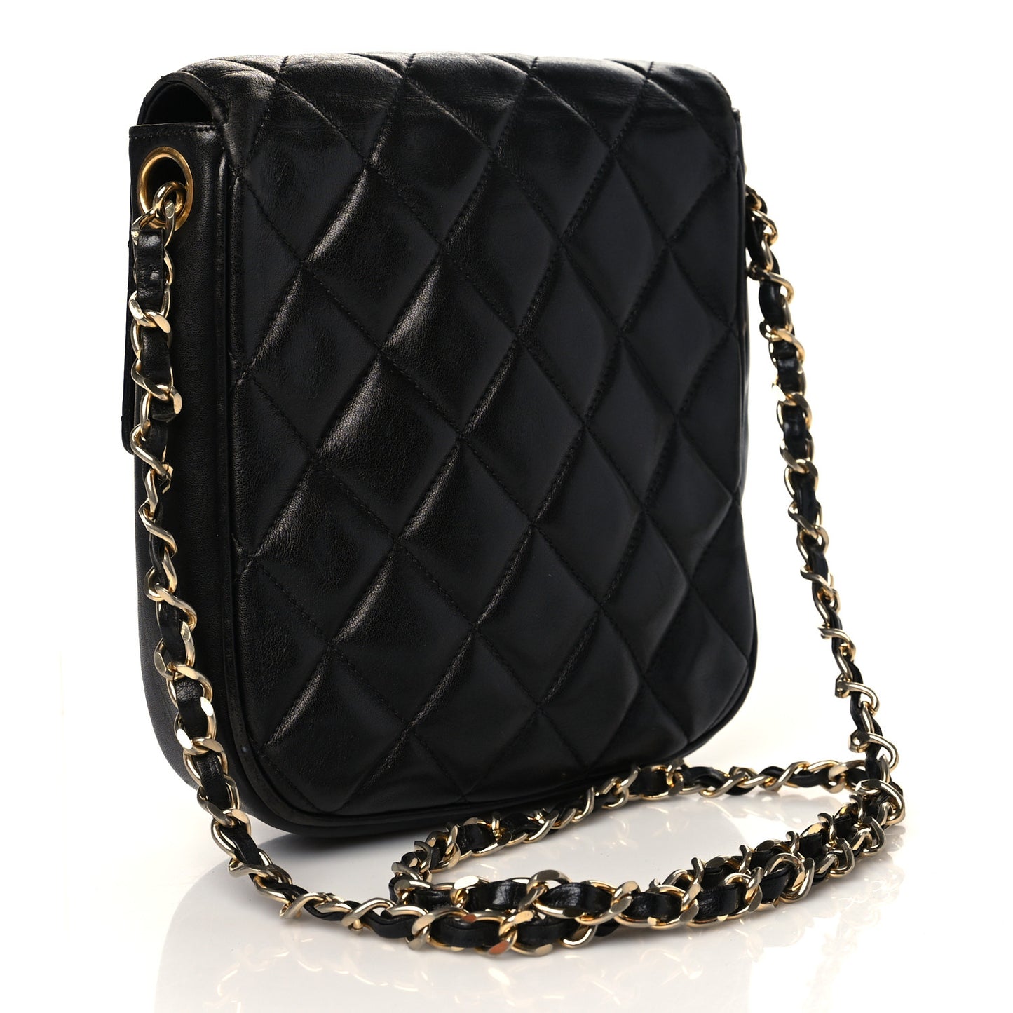 Lambskin Quilted Flap Crossbody Black