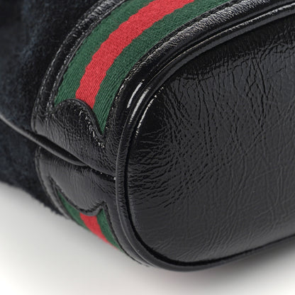 Gucci Suede Patent Web Small Ophidia Bucket Bag Black 8 of 9
