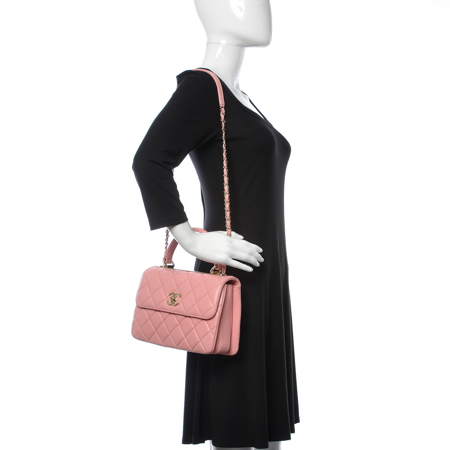 Lambskin Quilted Small Trendy CC Flap Dual Handle Bag Pink