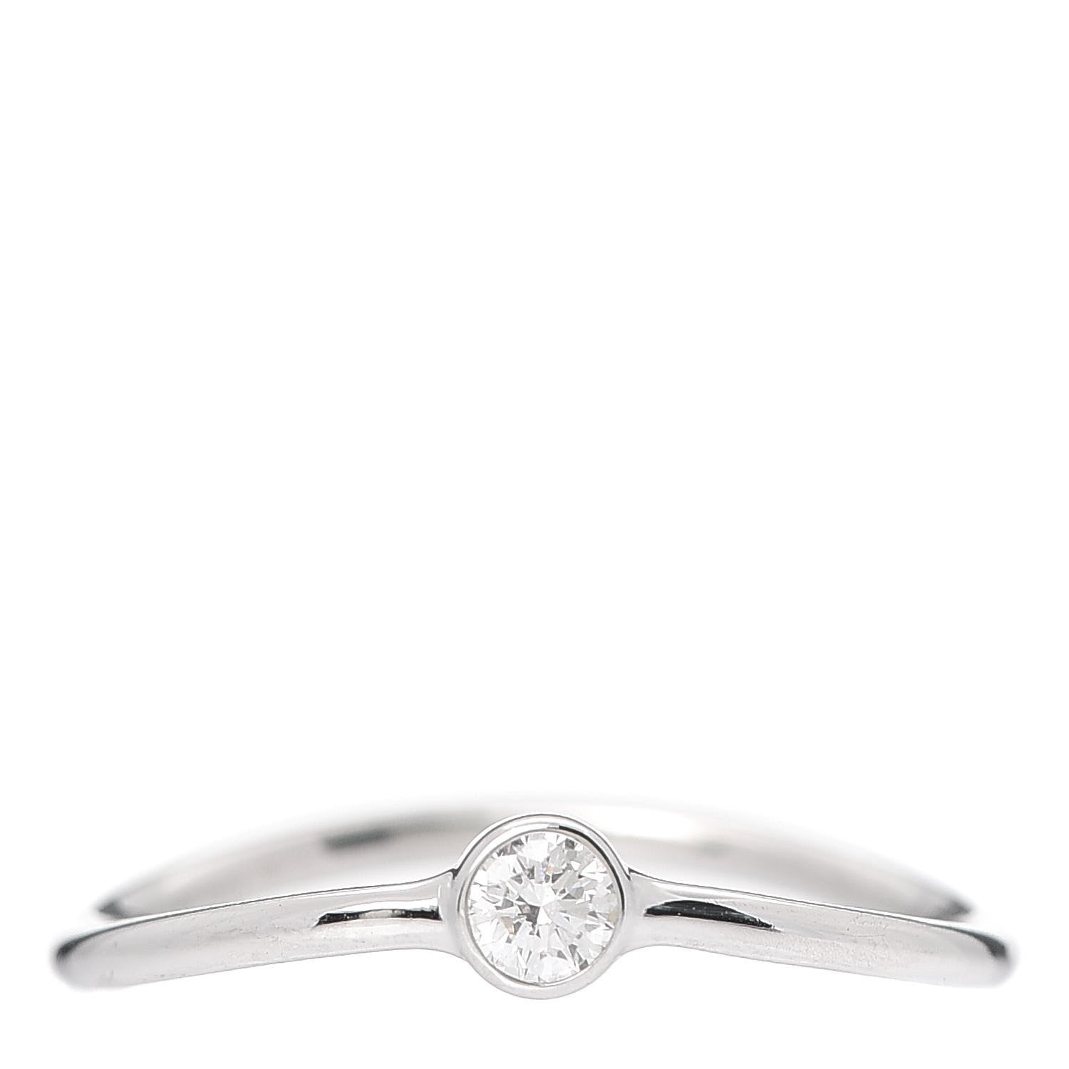 Tiffany Platinum Diamond Elsa Peretti Single-Row Wave Ring 48 4.5 1 of 5