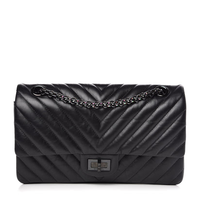 Chanel Aged Calfskin Chevron Quilted 2.55 Reissue 225 Flap So Black 1 of 8