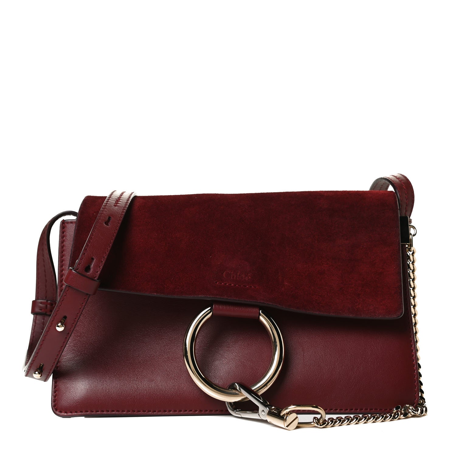 Chloe Suede Calfskin Small Faye Shoulder Bag Plum Purple 1 of 13