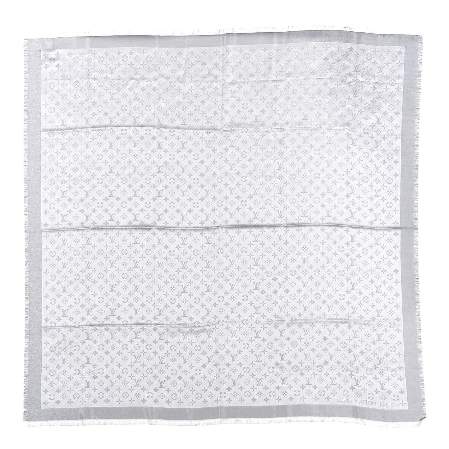 Silk Lurex Wool Monogram Shine Shawl Grey