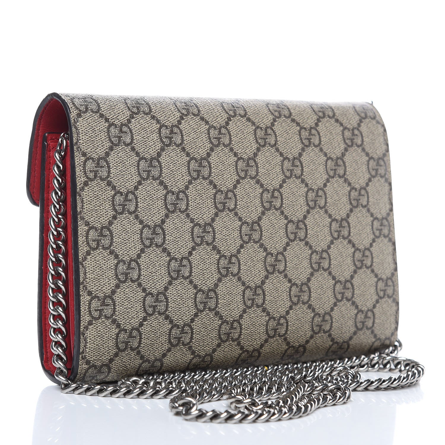Gucci GG Supreme Monogram Mini Dionysus Chain Wallet Beige Vulcanic Red 3 of 12