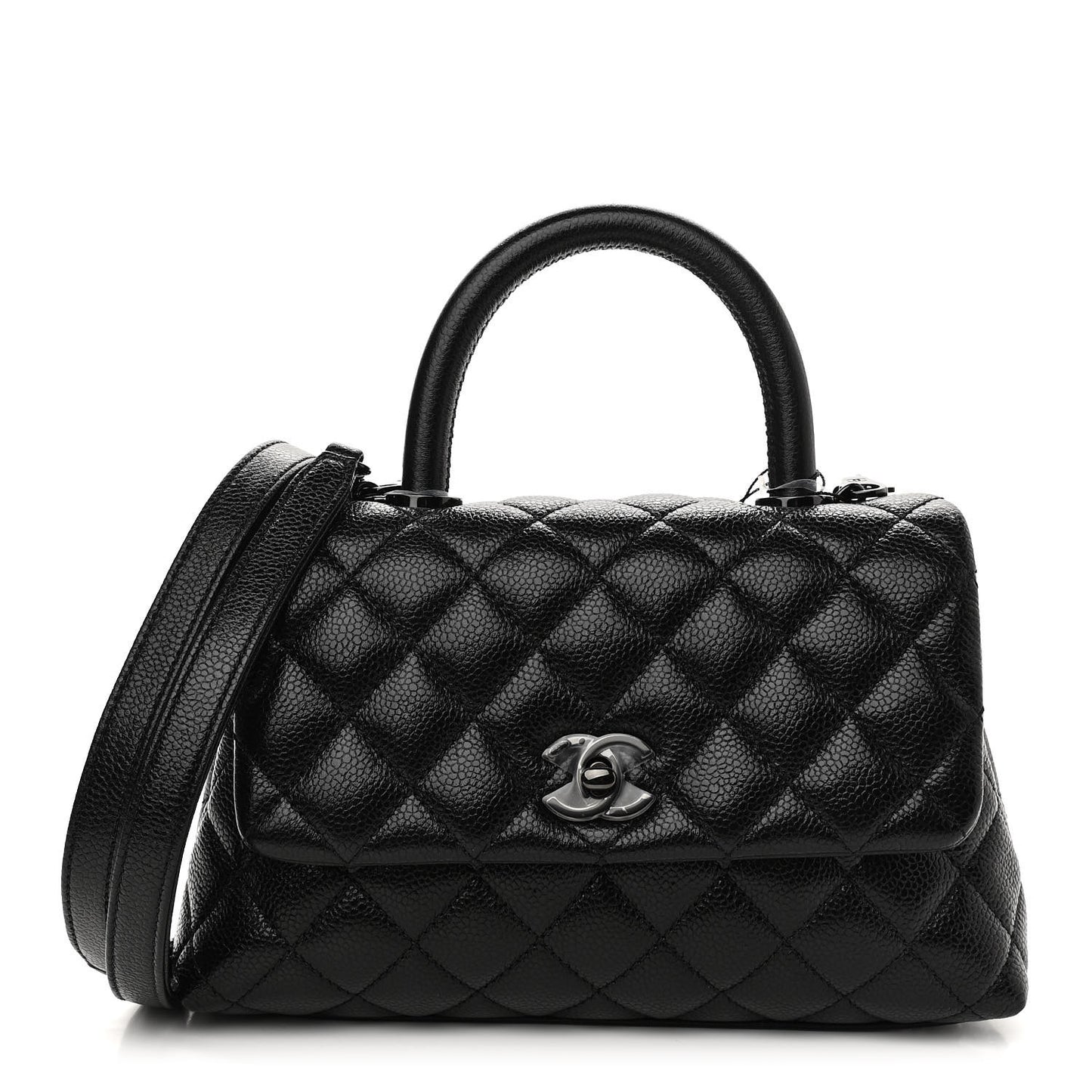 Caviar Quilted Mini Coco Handle Flap So Black