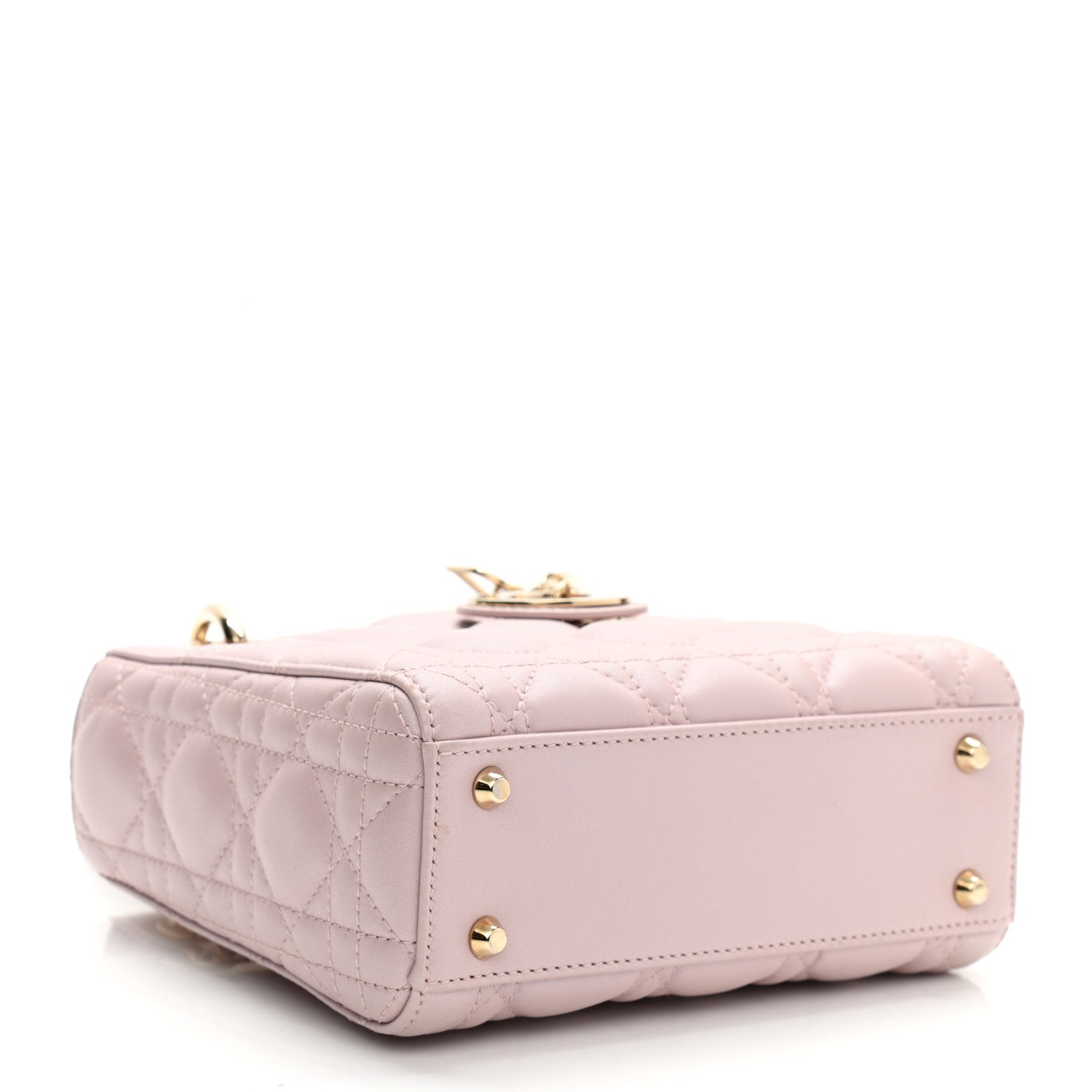 Christian Dior Metallic Lambskin Cannage Mini Lady Dior Lotus 3 of 10