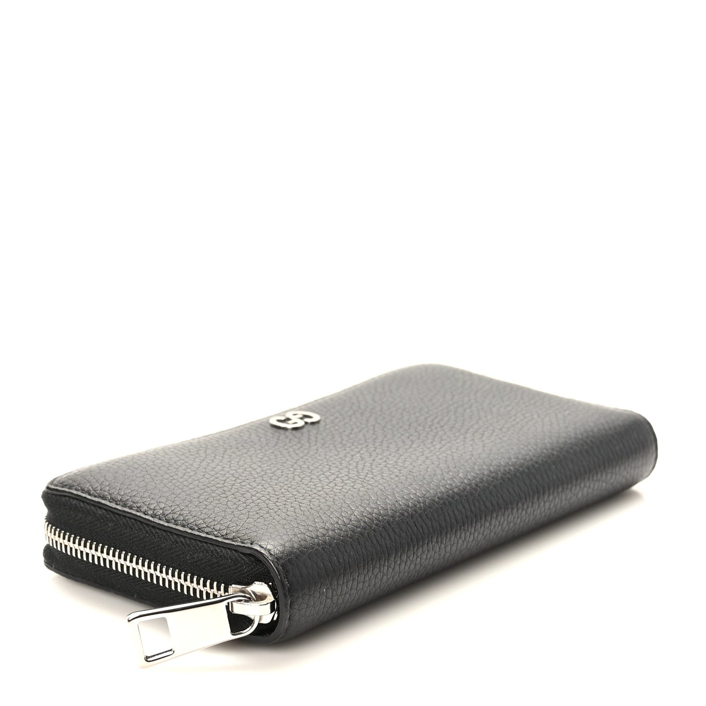 Pebbled Calfskin Dorian Zip Around Wallet Black