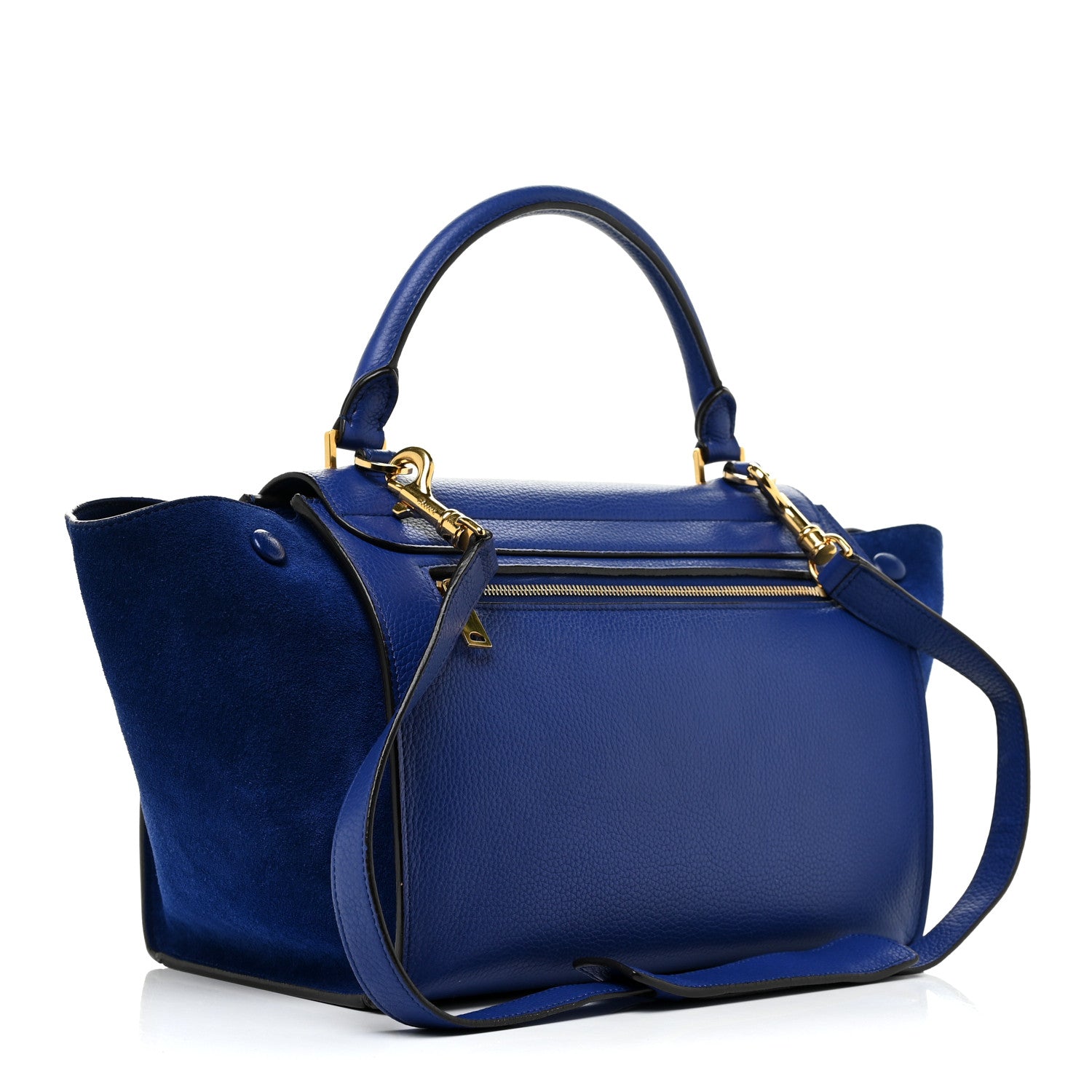 Celine Drummed Calfskin Suede Medium Trapeze Indigo 3 of 9