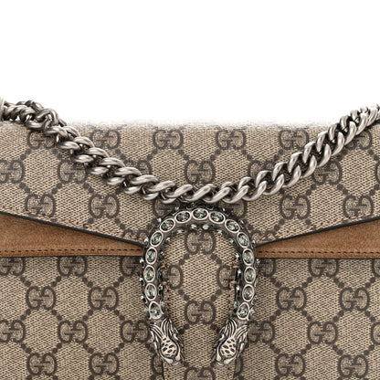 Gucci GG Supreme Monogram Suede Crystal Small Dionysus Shoulder Bag Beige Ebony Taupe 8 of 13