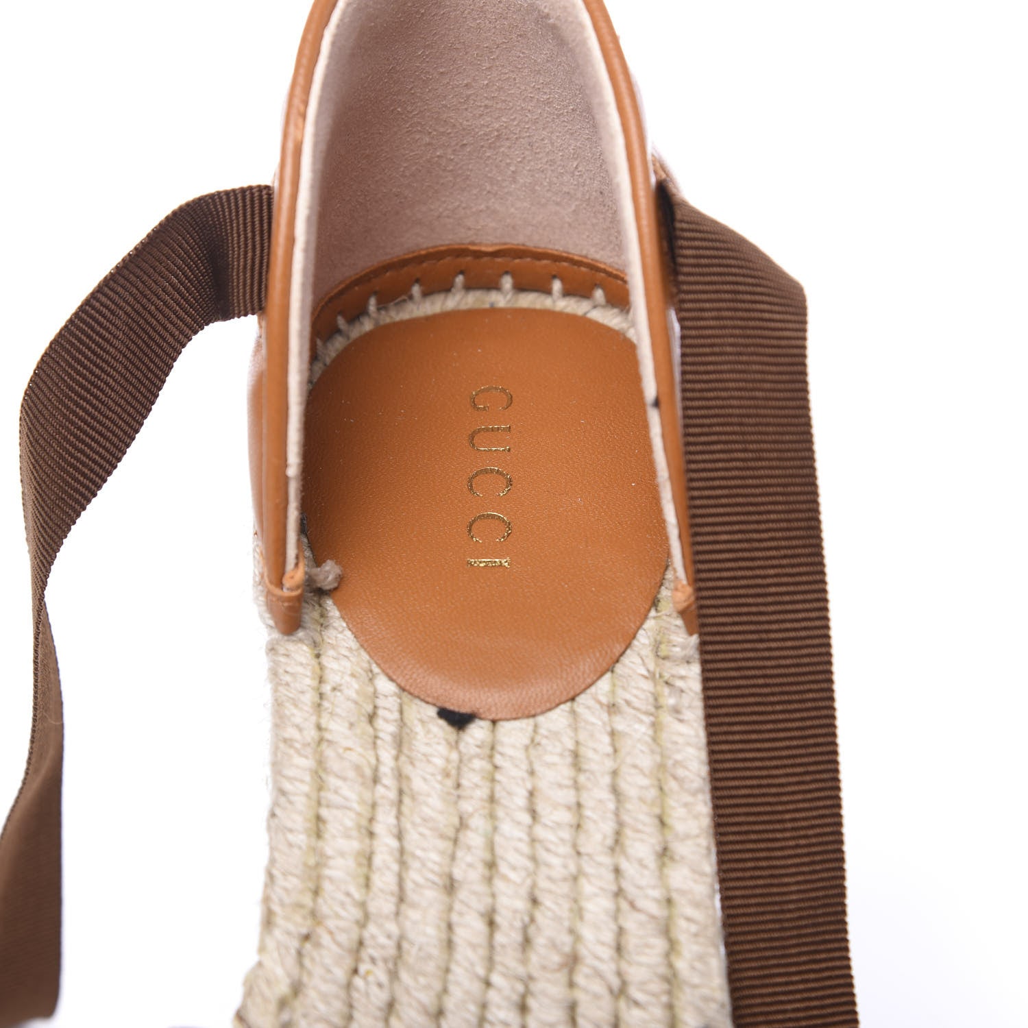 Gucci Nappa Matelasse GG Marmont Ankle Wrap Platform 35/120mm Espadrille Wedges 35 Cognac 6 of 8