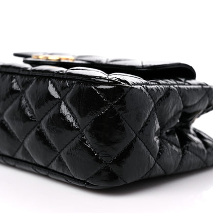 Chanel Shiny Crumpled Calfskin Quilted Small Wavy CC Hobo Black 9 of 10