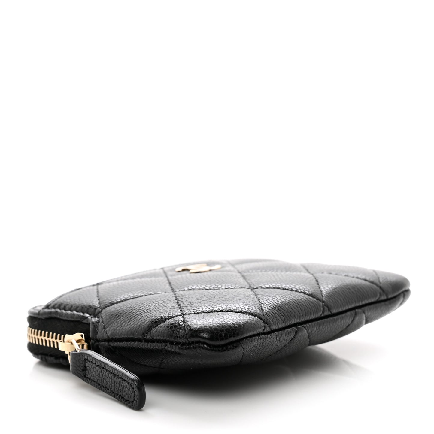 Caviar Quilted Zip Card Holder Wallet Black