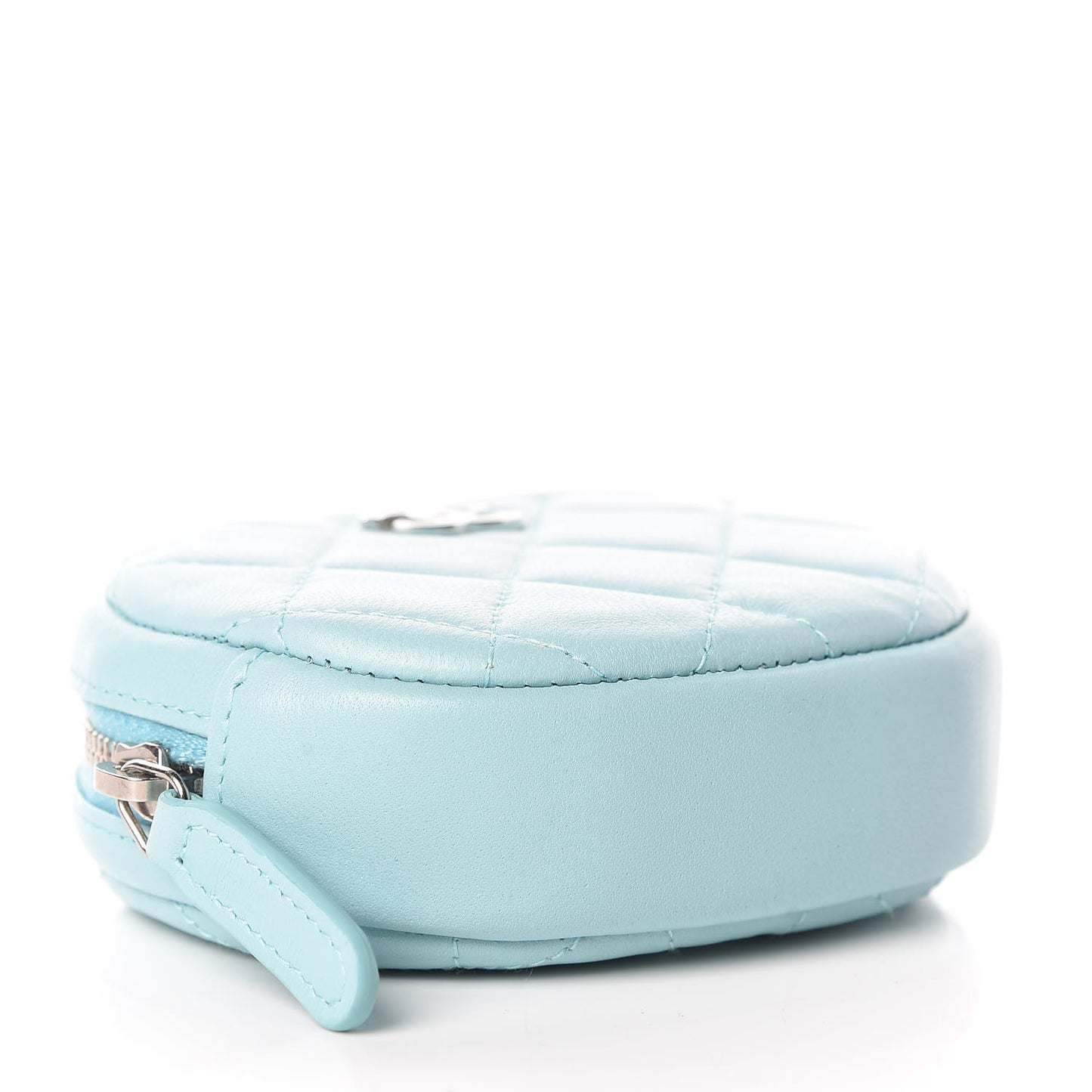 Lambskin Quilted Zip Around Classic Coin Purse Light Blue