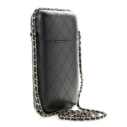 Chanel Lambskin Quilted Chain Around Phone Holder Black 3 of 14