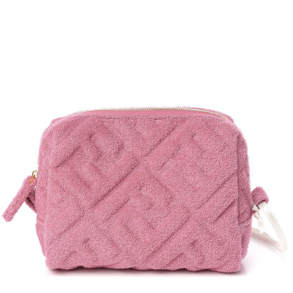 Fendi Terry Cloth Vitello Century Matte FF 1974 Embossed Small Trapezoid Beauty Pouch Lollypop 1 of 7