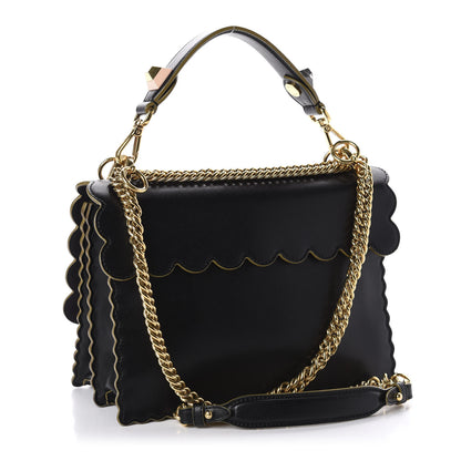 Fendi Vitello Liberty Scalloped Studded Kan I Shoulder Bag Black 3 of 20