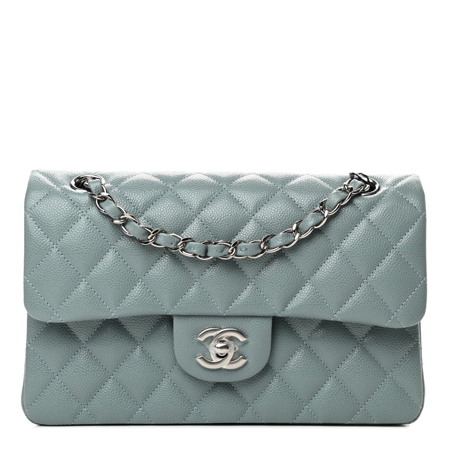 Chanel Caviar Quilted Small Double Flap Light Blue 1 of 7