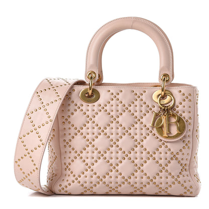 Christian Dior Calfskin Cannage Studded Medium Supple Lady Dior Light Pink 1 of 12