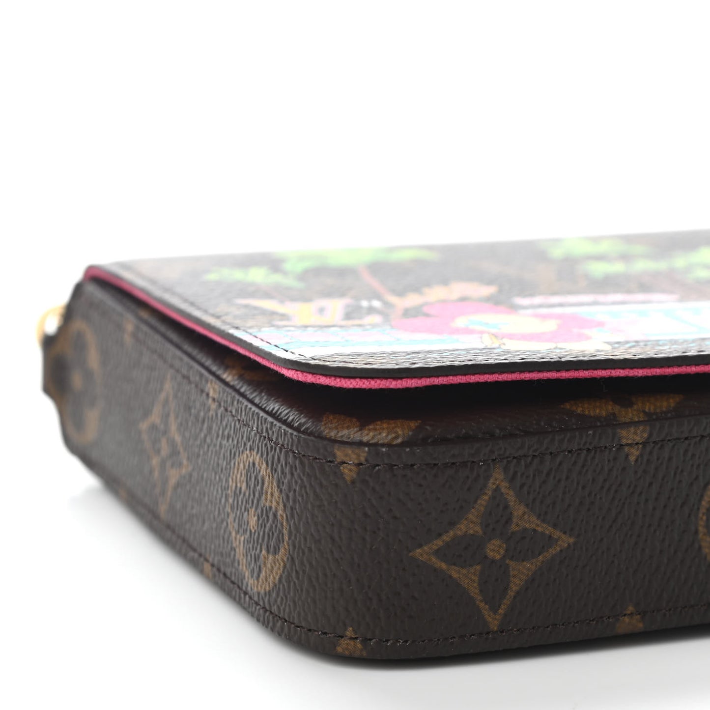 Monogram 2021 Christmas Animation Hollywood Pochette Felicie Chain Wallet Fuchsia