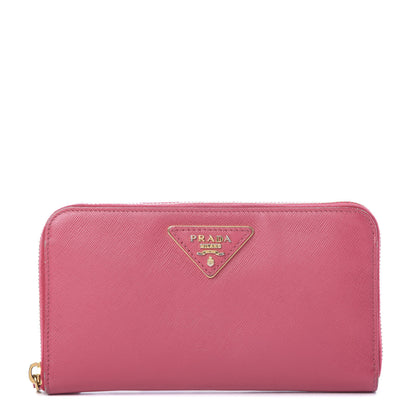 Prada Saffiano Triangle Zip Around Wallet Peonia 1 of 13