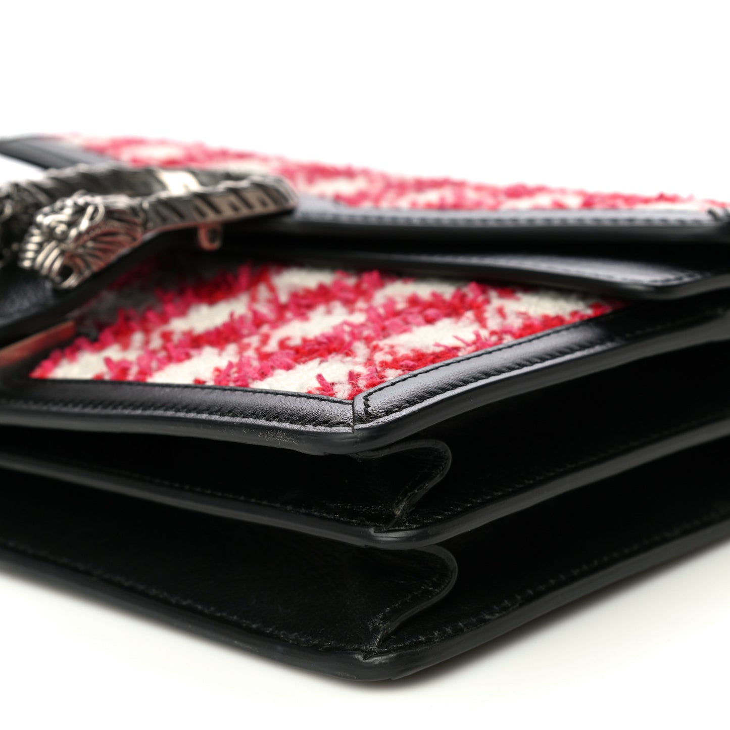 Tweed Check Small Dionysus Shoulder Bag Black Red