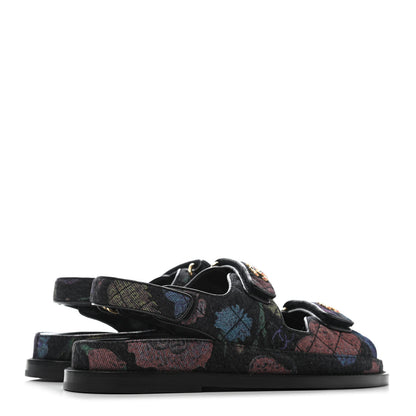 Chanel Denim Quilted Dad Sandals 36.5 Black Multicolor 3 of 4
