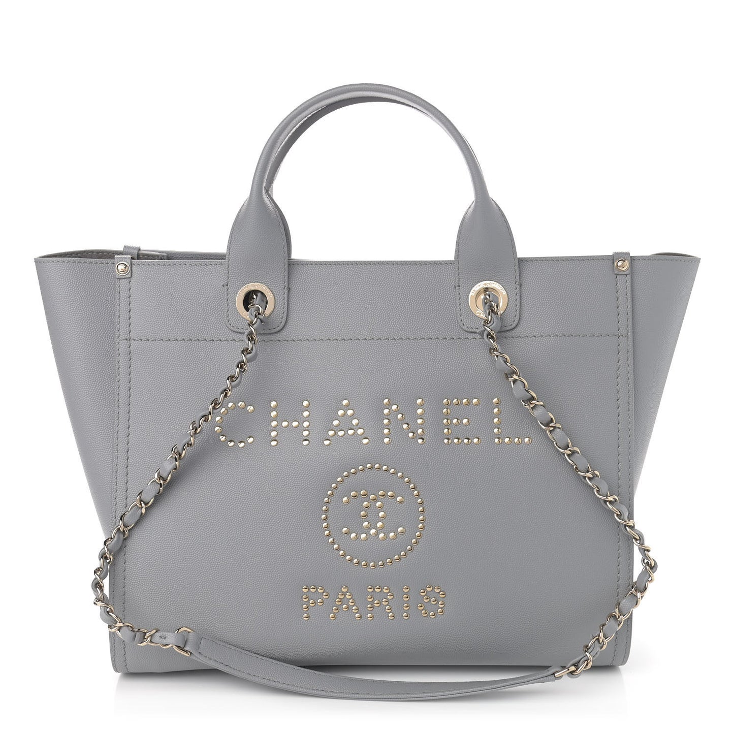 Caviar Studded Small Deauville Tote Grey
