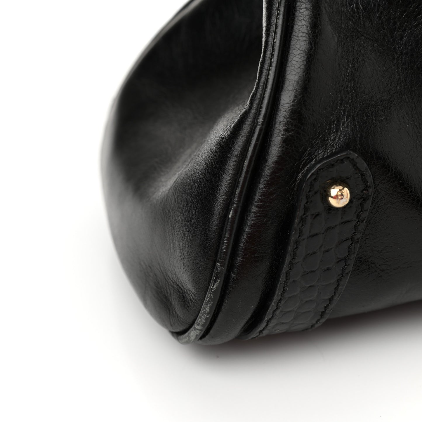 Lambskin Crocodile Embossed Small Magic Bag Black