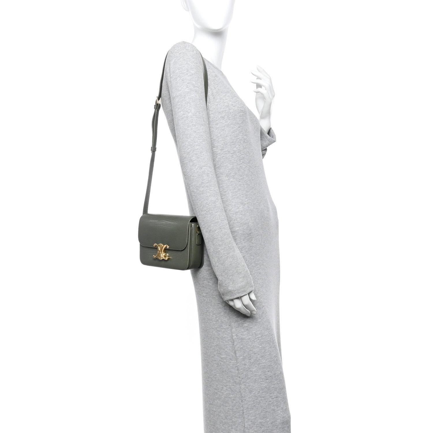Celine Lizard Teen Triomphe Golden Khak 2 of 14