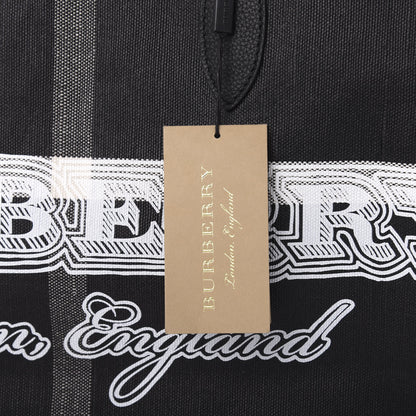 Burberry Coated Canvas Mega Check Medium Doodle Tote Black White 9 of 10