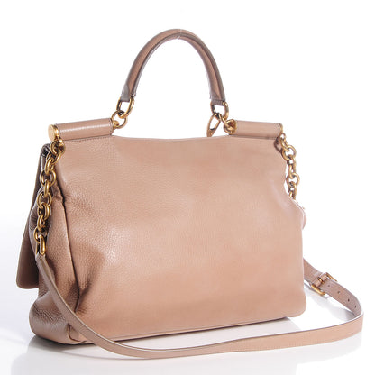 Dolce & Gabbana Grained Deerskin Large Miss Sicily Satchel Nude 3 of 8