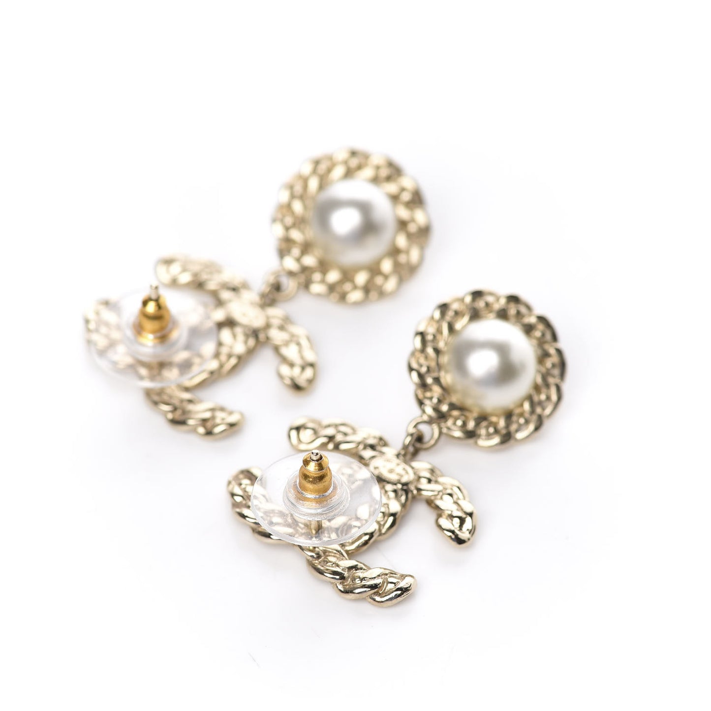 Crystal Pearl Pearls Coronation CC Drop Earrings Gold