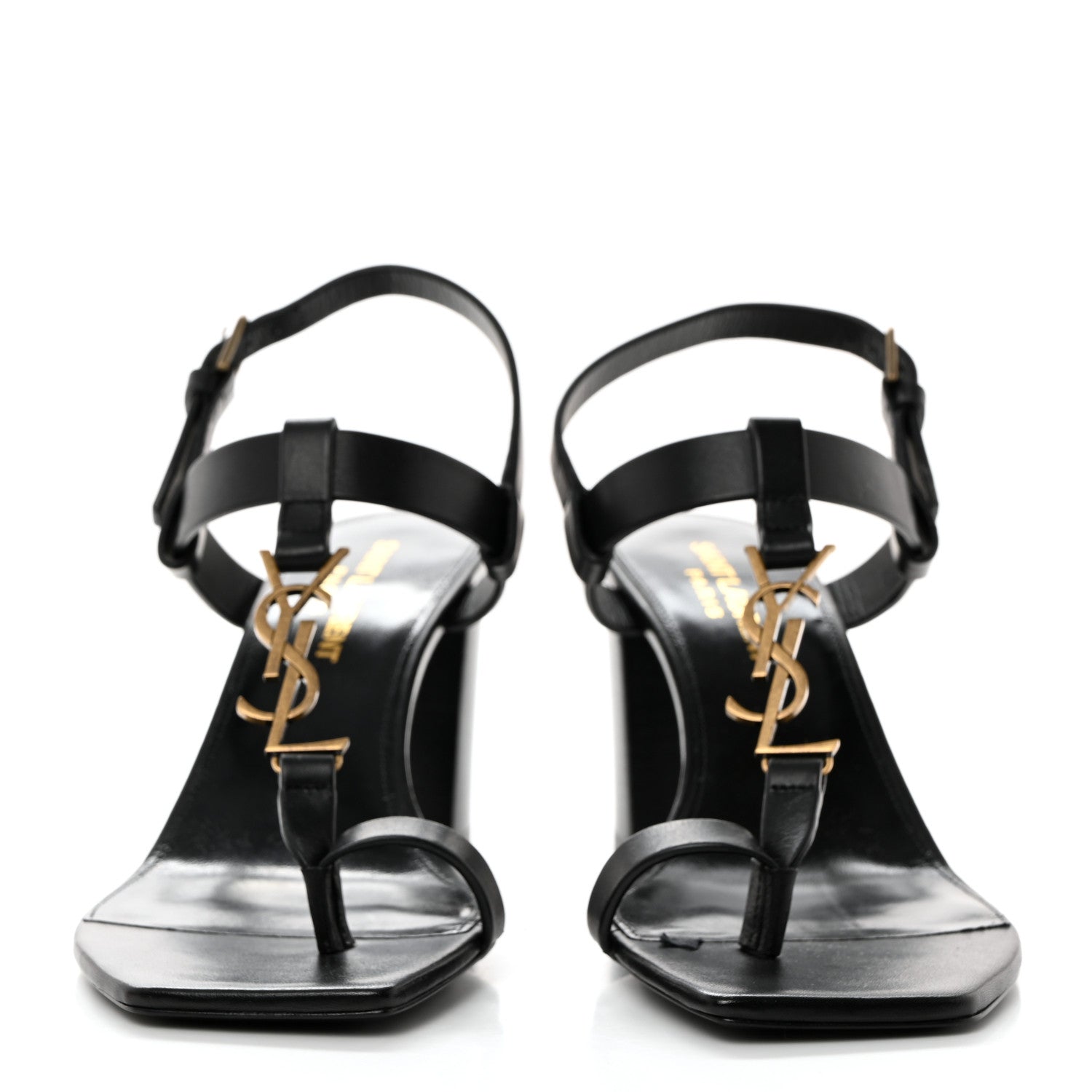 Saint Laurent Calfskin Cassandra Sandals 37 Black 2 of 8