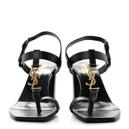 Saint Laurent Calfskin Cassandra Sandals 37 Black 2 of 8