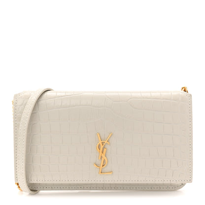 Saint Laurent Crocodile Embossed Monogram Phone Holder Crossbody Crema Soft 1 of 11